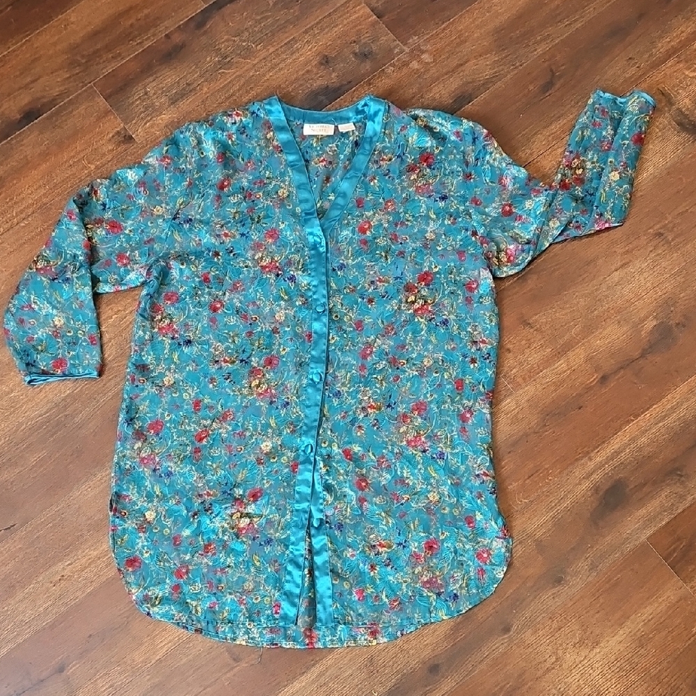 Vintage 90s Victorias Secret Gold Label. Vibrant Floral Button-Up Shirt …